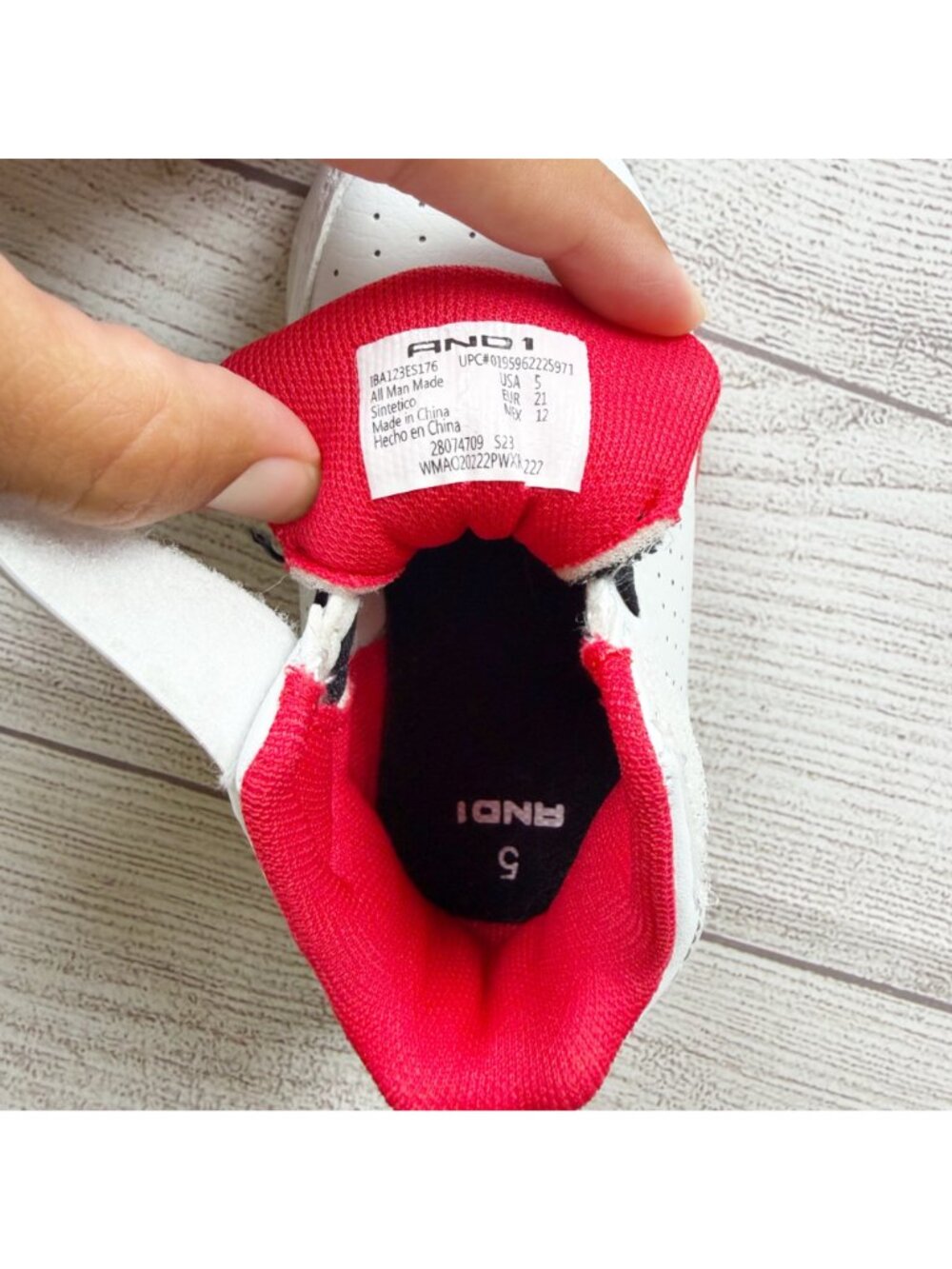 AND1 Kids Toddler White Black Red Basketball Sneakers Slip On Strap Shoes 5 - Picture 6 of 6